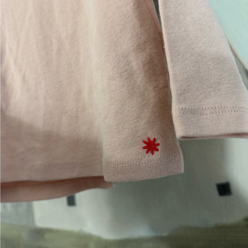 ZARA Soft Cotton Light Pink Mockneck Turtleneck Flower Appliqué Size 3-6M NWT - Picture 4 of 4